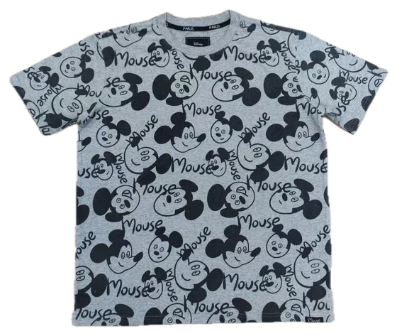 grey all-over Mickey Mouse print tee, front view