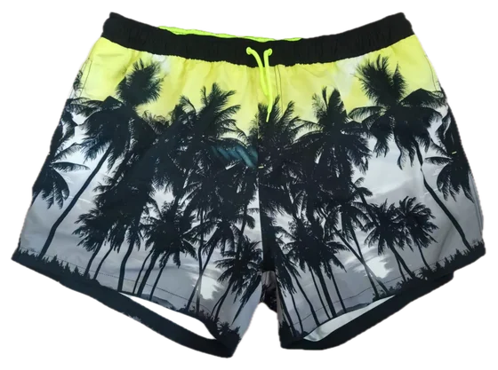 palm tree sunset print drawstring swim shorts