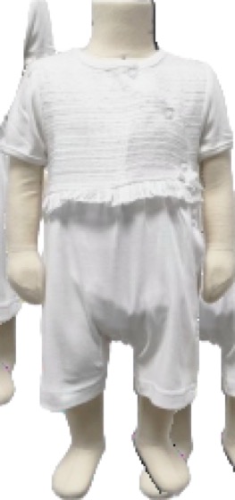 White short-sleeve textured shortie romper