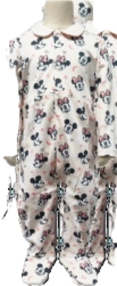 Minnie Mouse print one-piece long sleepsuit