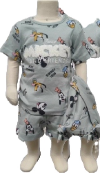 Grey Mickey Mouse print tee and shorts set