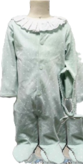 Mint green sleepsuit with ruffled collar