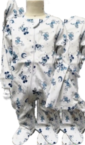 White footed sleepsuit with Mickey Mouse print