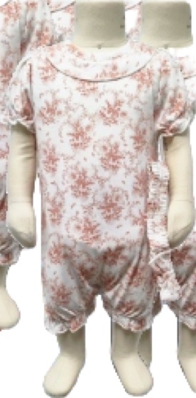 Pink floral short-leg romper