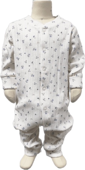 White floral-print footless sleepsuit