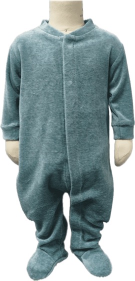 Teal velour footed sleepsuit