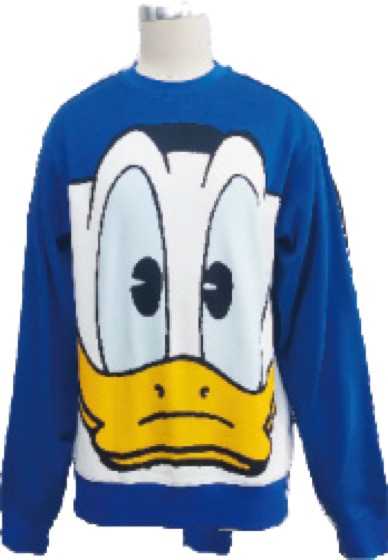 Blue sweatshirt with large Donald Duck face print