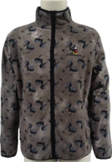 Brown camo fleece full-zip jacket with chest embroidery
