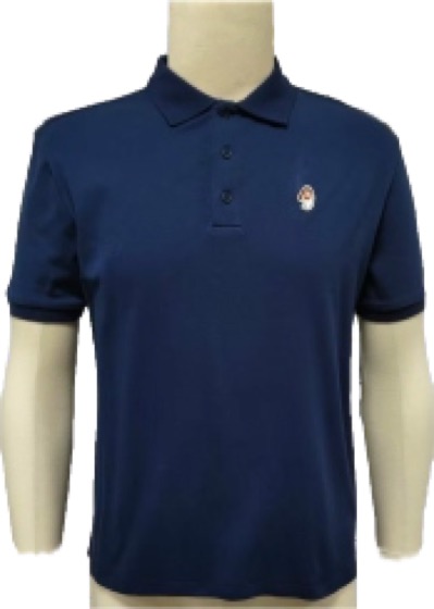 Navy short-sleeve polo shirt with small chest emblem