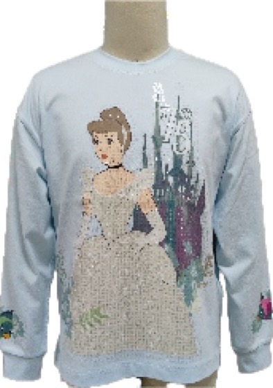 Light blue sweatshirt with sequin Disney Cinderella print