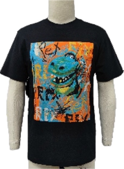 Black tee with Toy Story Rex dinosaur print