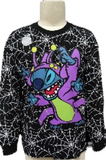 Black spiderweb sweatshirt with Disney Stitch print