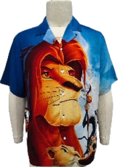 Lion King print short-sleeve camp collar shirt