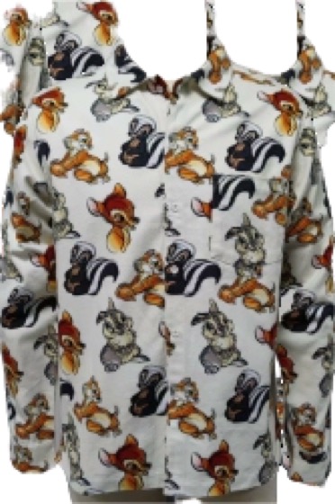 White fleece top with Disney Bambi character print
