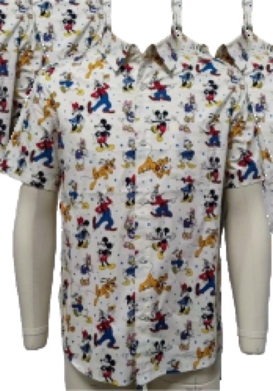 White short-sleeve shirt with Mickey and friends print