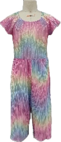 Girls pastel rainbow tie-dye wide-leg jumpsuit