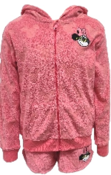 Pink fluffy fleece Minnie Mouse zip hoodie and shorts lounge set