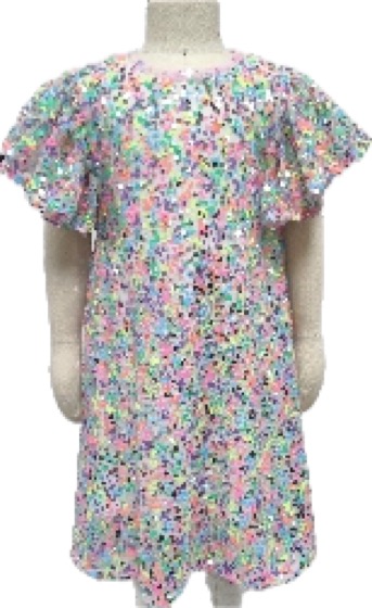 Multicolour ditsy floral flutter-sleeve girls dress