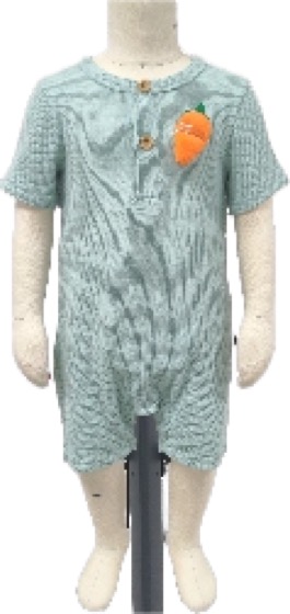 Sage green textured knit short-sleeve button romper