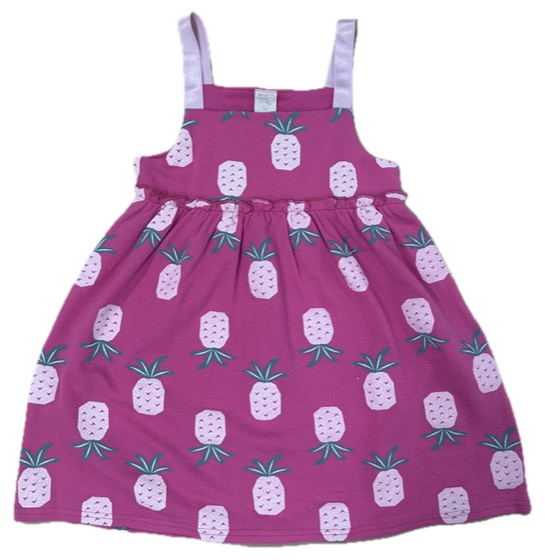 Pink pineapple-print strappy sundress, front view