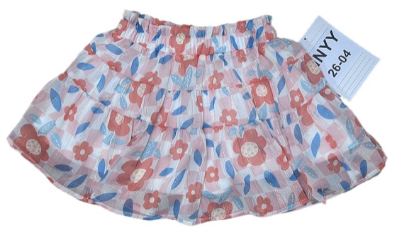 Floral tiered elastic-waist girls skirt
