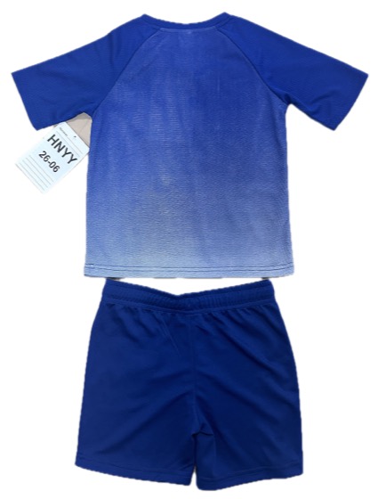 Blue Poland soccer tee and shorts set, back