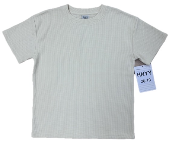 Cream waffle-knit short-sleeve T-shirt, front