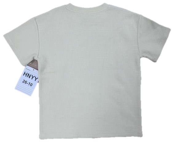 Cream waffle-knit short-sleeve T-shirt, back