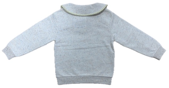 Speckled cream collared sweatshirt, back view