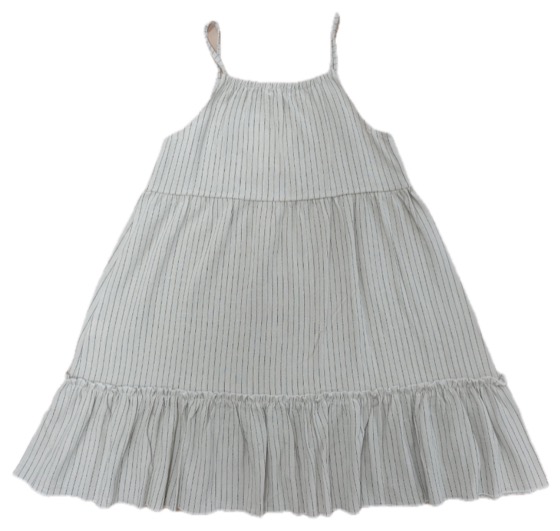 Striped sleeveless tiered ruffle-hem dress, back view