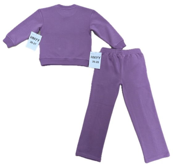 Purple sweatshirt and jogger pants set, back view
