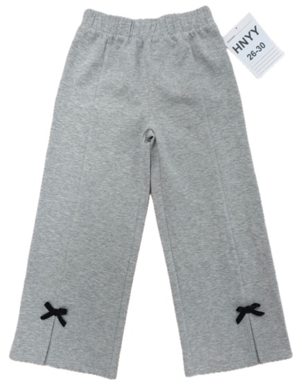 Grey marl wide-leg sweatpants with bow hem details, front