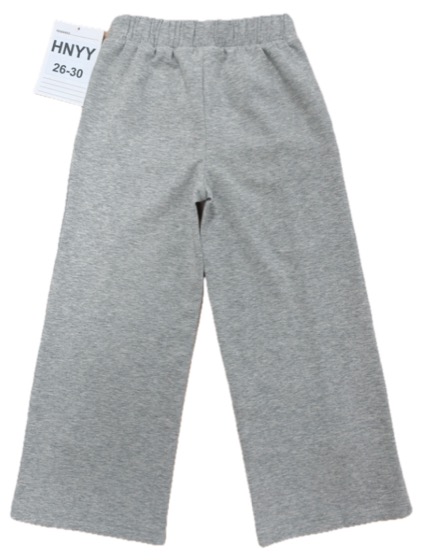 Grey marl wide-leg sweatpants, back view