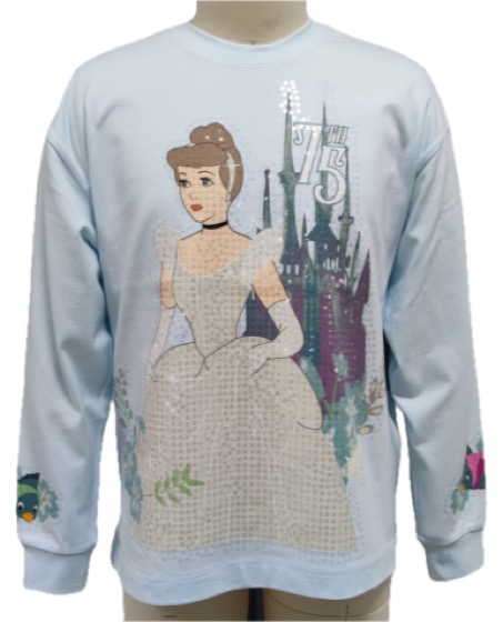 Light blue Cinderella sequin sweatshirt, front view
