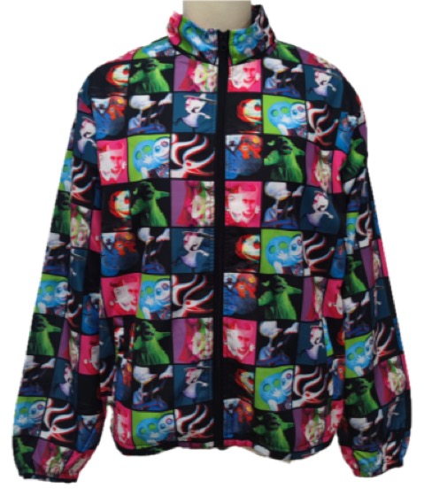 Zip windbreaker, Nightmare Before Christmas pop-art grid print, front