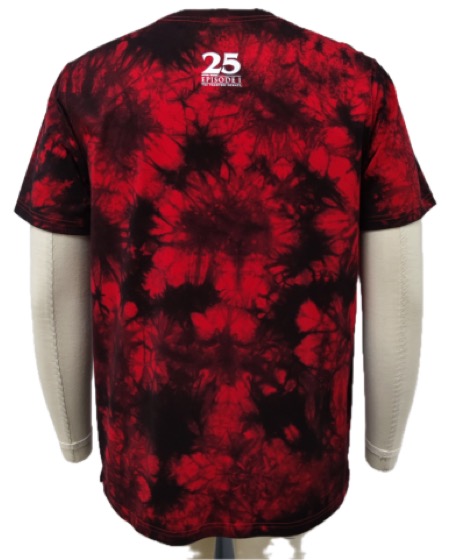 Red-black tie-dye tee back, Star Wars Episode I 25 logo