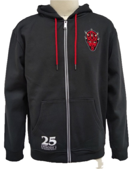 Black zip hoodie, Darth Maul patch, Episode I 25th anniversary