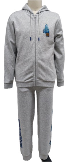 Grey zip hoodie and joggers set, Disney castle embroidery