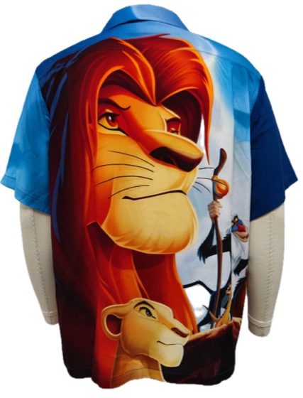 Blue shirt back, Lion King Simba and Nala print