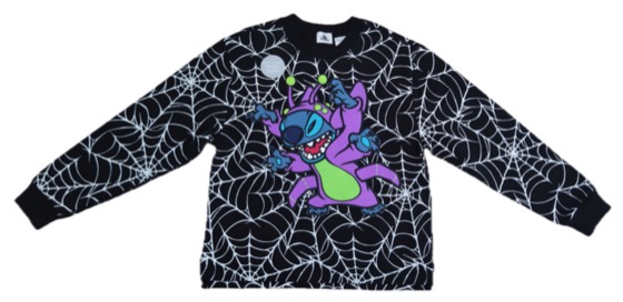 Black spiderweb long-sleeve top with Halloween Stitch