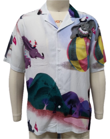 White Dumbo circus print short-sleeve camp shirt