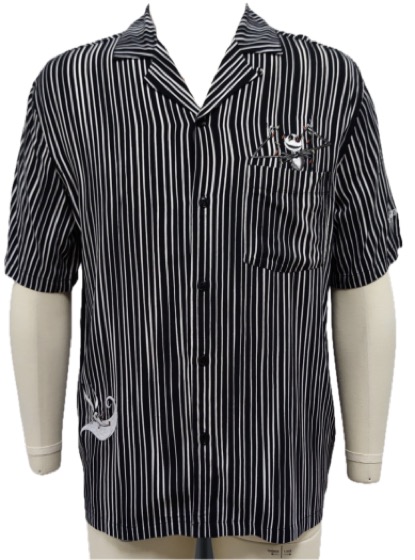 Striped camp shirt with Nightmare Before Christmas embroidery