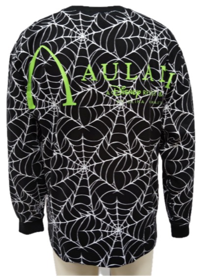 Black spider-web long-sleeve top, Aulani Disney Resort print