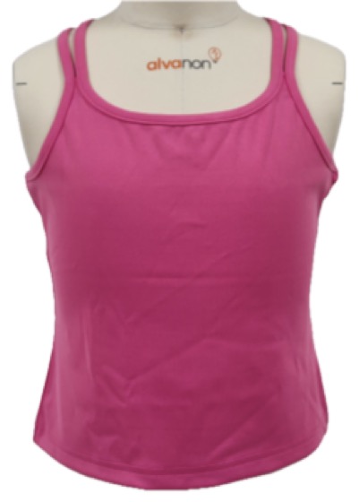 Pink strappy tank top, front view