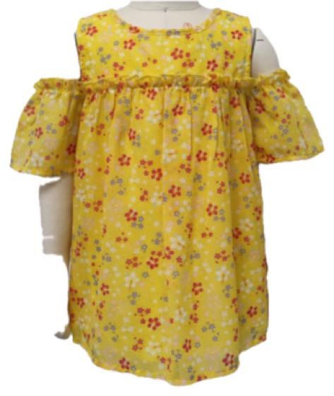 Yellow floral cold-shoulder toddler dress