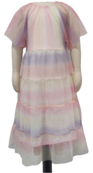Pastel rainbow glitter tulle tiered girls dress