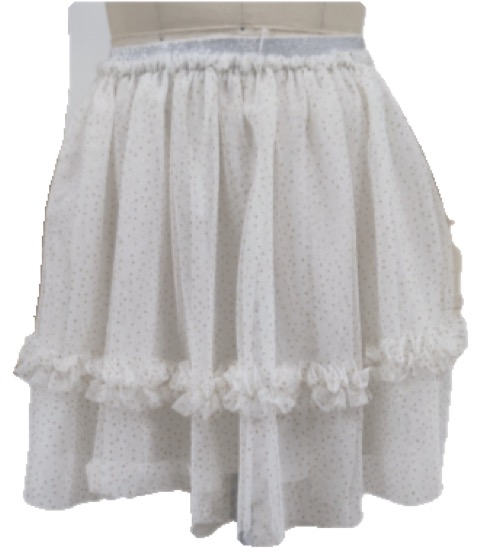 White glitter-dot tulle skirt with ruffle tiers