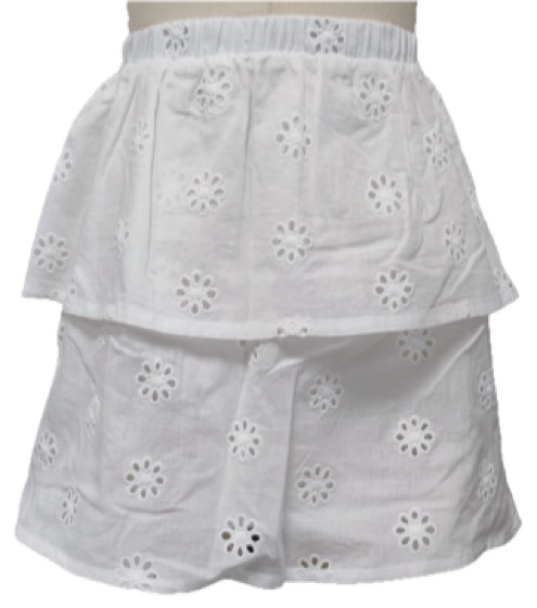 White broderie anglaise tiered skirt