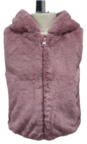 Dusty pink faux fur hooded zip gilet