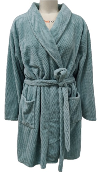 Sage green waffle fleece dressing gown with belt